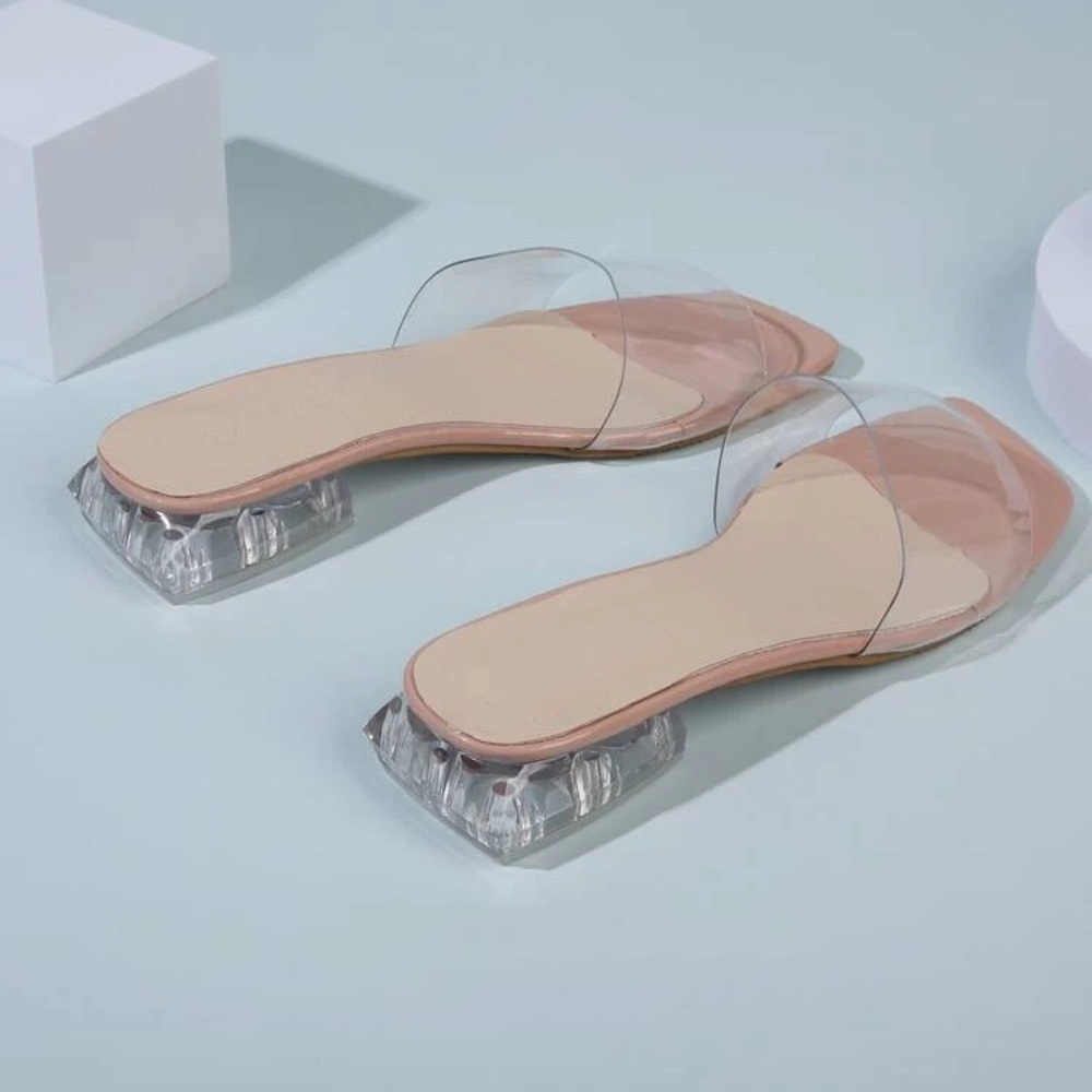 Clear mule with clear heel